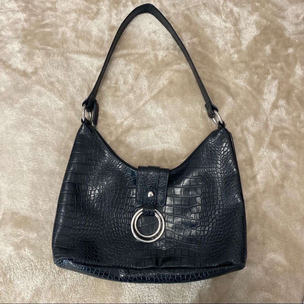 Y2K faux leather black snake skin mini purse